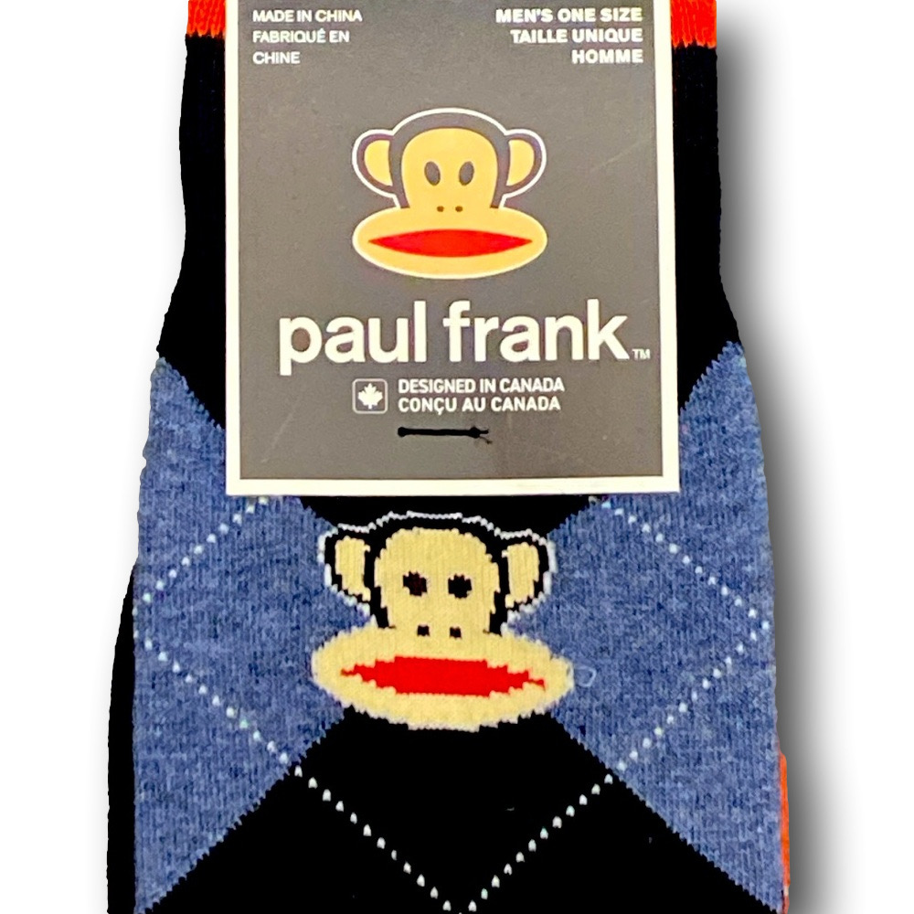 3/$20 Argyle Sock Monkey Paul Frank Funny Novelty Crew Socks - NWT - Picture 3 of 4